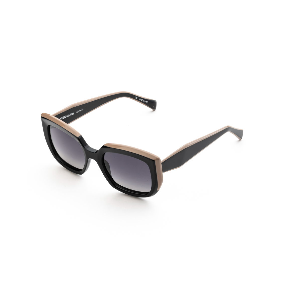 ANTIN01 Rectangle Sunglass BLACK BEIGE - size 53